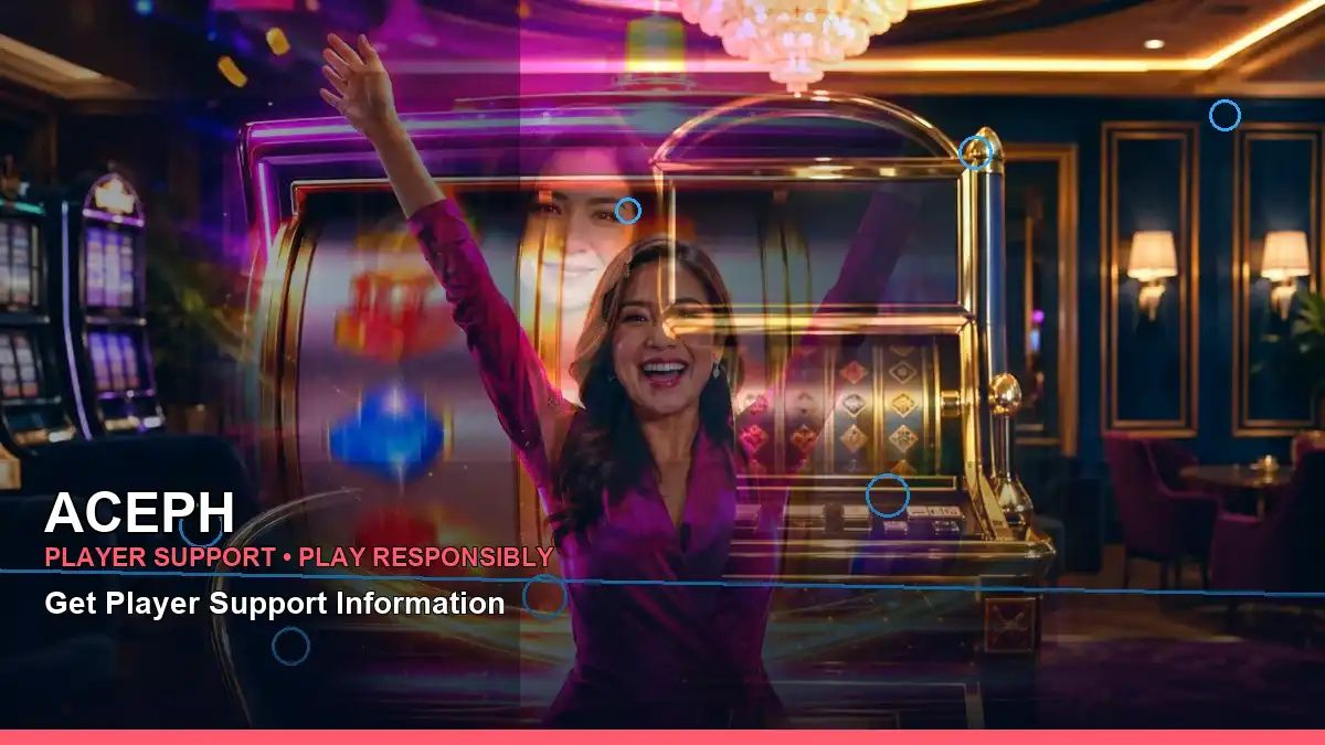 ACEPH mobile casino app with an adult Filipina host in close-up view