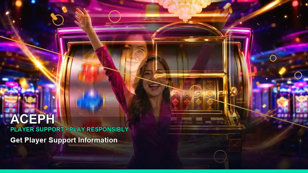 ACEPH VIP casino rewards lounge concept featuring an adult Filipina host in a centred composition